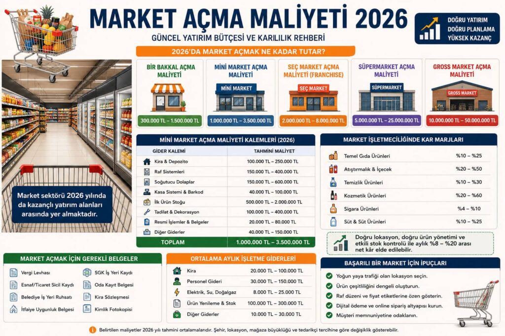Market açma maliyeti 2026